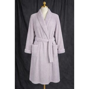 Carole Hochman Purple Long Sleeve Belted Plush Cozy Wrap Bathrobe Pockets Size M